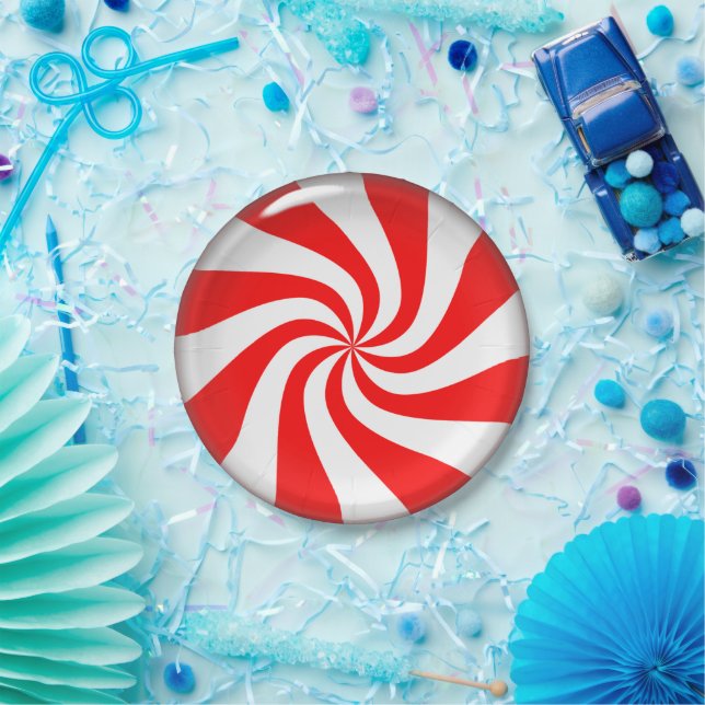 Peppermint Candy Christmas Paper Plates (Party)