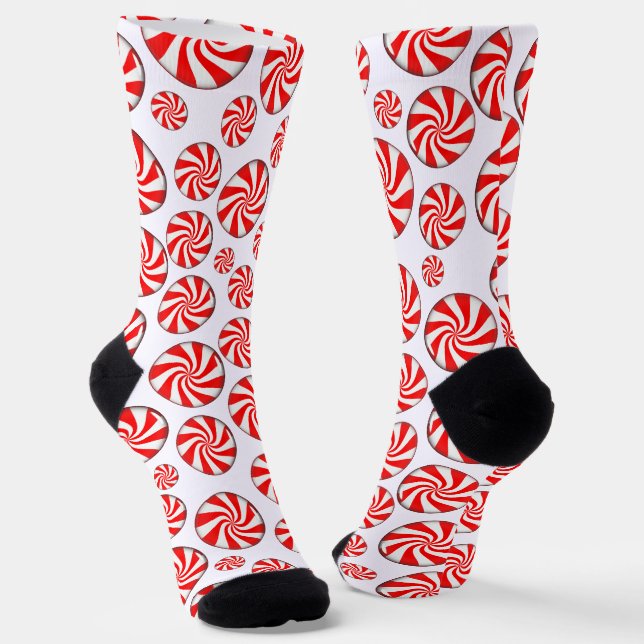 Peppermint Candy Christmas Socks (Angled)