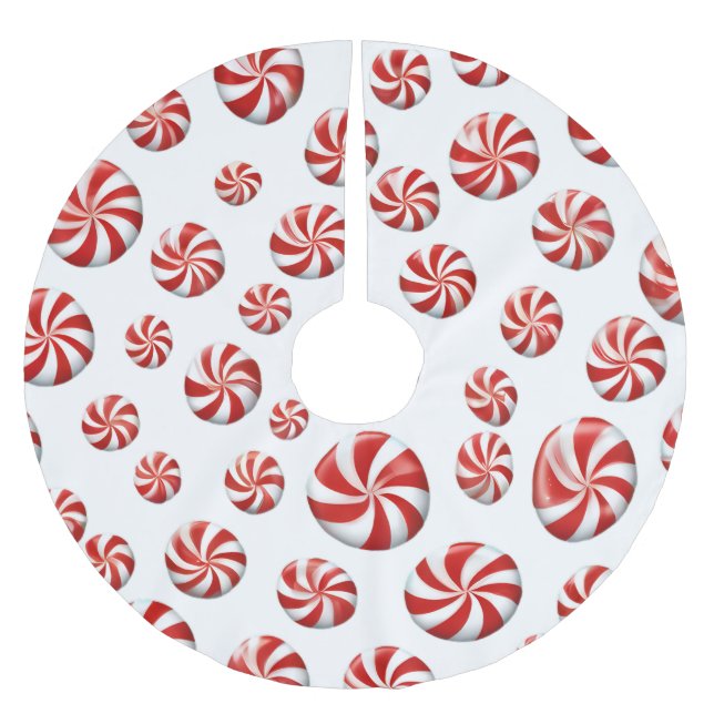 Peppermint Candy Christmas Themed Brushed Polyester Tree Skirt (Front)