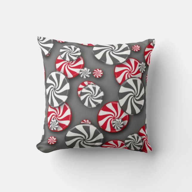 Peppermint Candy Christmas  Throw Pillow (Front)