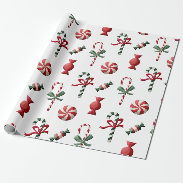 Peppermint Candy Christmas Wrapping Paper  (Unrolled)