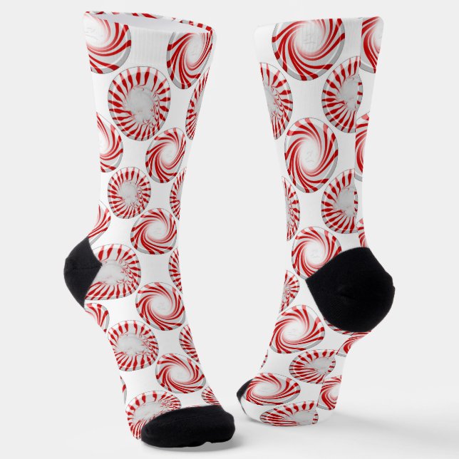 Peppermint Candy Dots Crew Socks (Angled)
