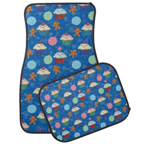 Peppermint Candy Gingerbread Man and cup cake Car Floor Mat