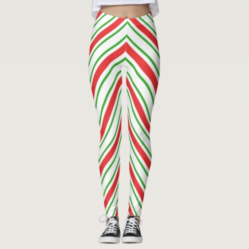 Peppermint Candy Green Red White Leggings