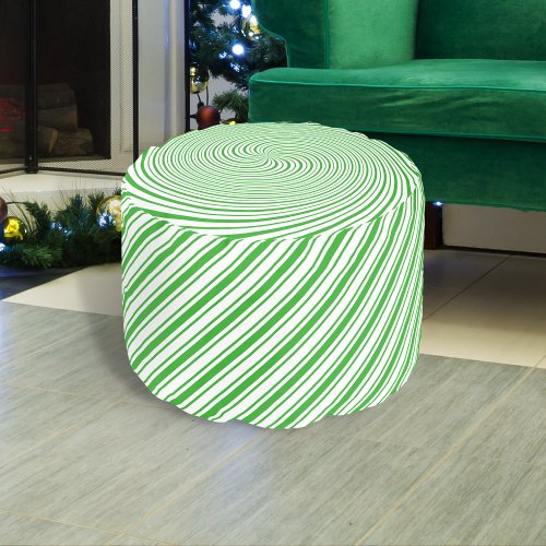 Peppermint Candy Green Round Pouf