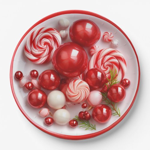 Peppermint Candy Holiday Cheer Dinner Paper Plates