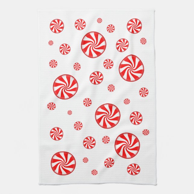 Peppermint Candy Holiday Kitchen Towel (Vertical)