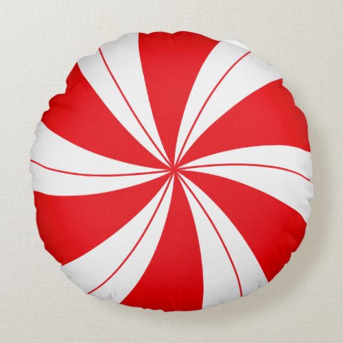 Peppermint Candy Holiday Round Pillow