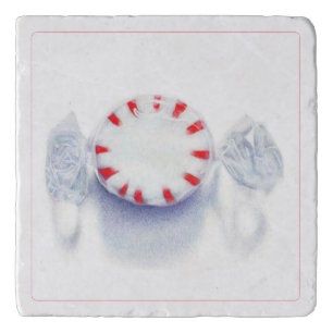 PEPPERMINT CANDY Marble Stone Trivet