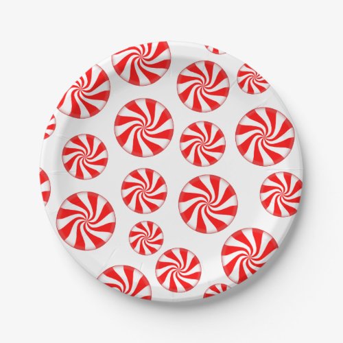 Peppermint Candy Merry Christmas Party Paper Plates