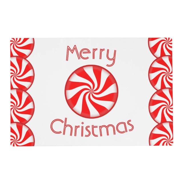 Peppermint Candy Merry Christmas Placemat (Front)