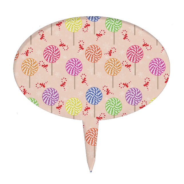 Peppermint Candy Mints Christmas,candy canes Cake Topper (Front)