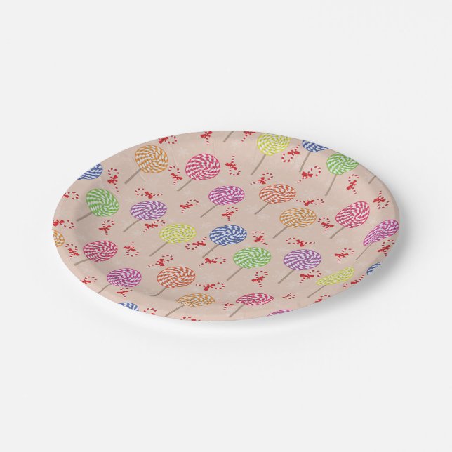 Peppermint Candy Mints Christmas,candy canes Paper Plates (Angled)