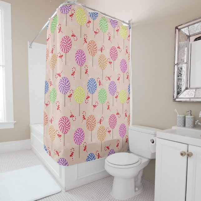 Peppermint Candy Mints Christmas,candy canes Shower Curtain (In Situ)