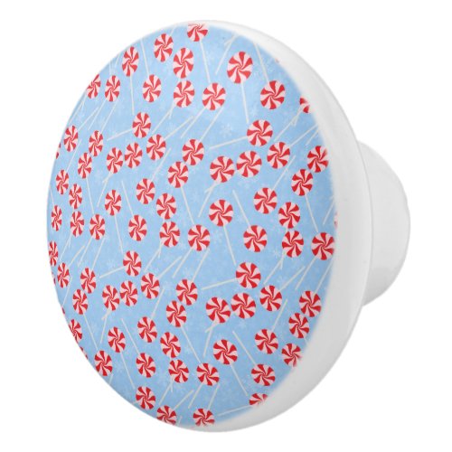 Peppermint Candy Mints Christmas Ceramic Knob