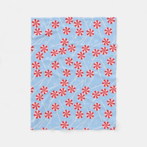 Peppermint Candy Mints Christmas Fleece Blanket