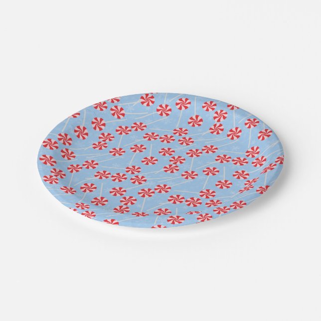 Peppermint Candy Mints Christmas Paper Plates (Angled)