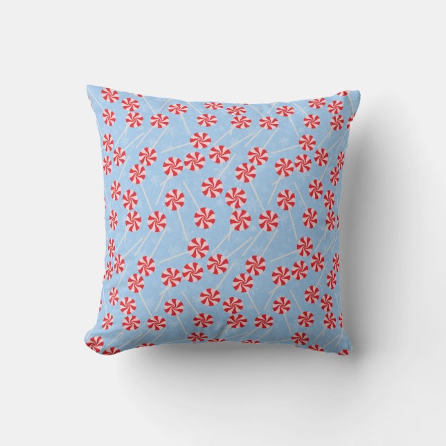 Peppermint Candy Mints Christmas Throw Pillow (Front)