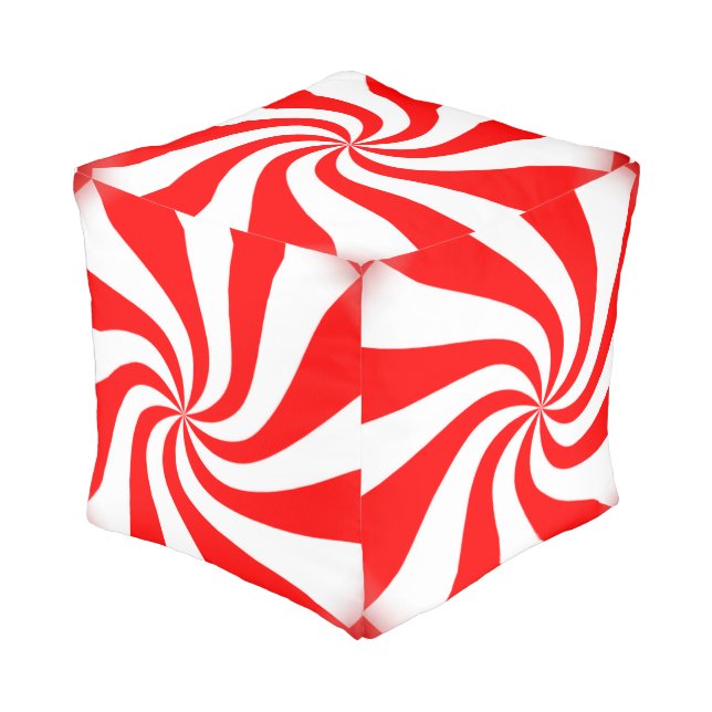 Peppermint Candy Pouf (Angled Back)