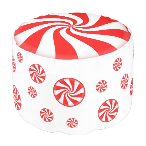 Peppermint Candy Pouf Holiday Foot Stool