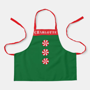 Peppermint Candy Red Green Christmas Personalized Apron