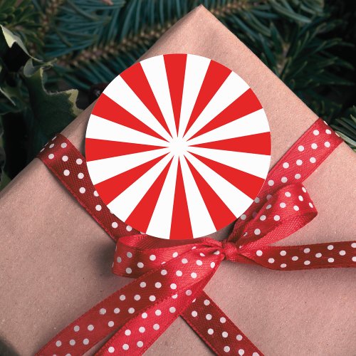 Peppermint Candy Red White Stripe Classic Round Sticker