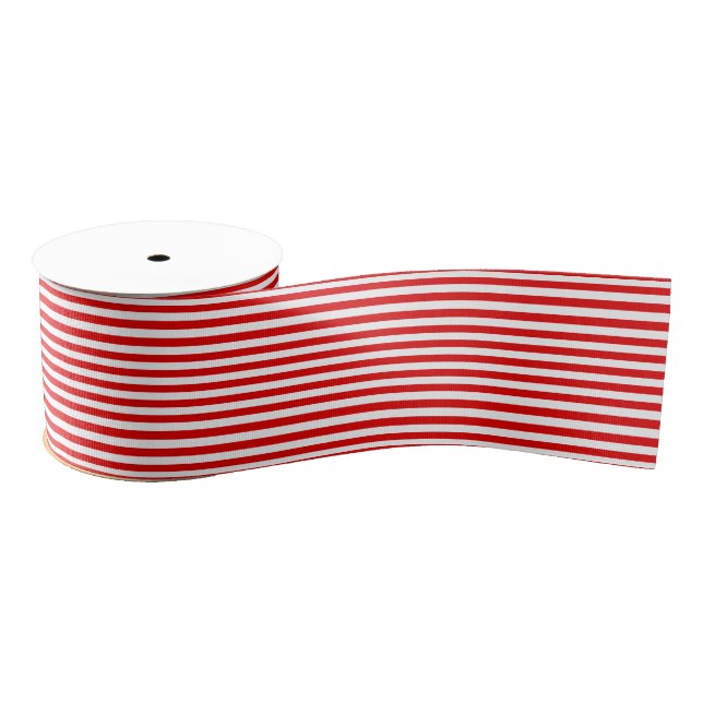 Peppermint Candy Red White Stripe Grosgrain Ribbon (Spool)