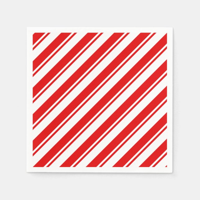 Peppermint Candy Red White Stripe Napkins (Front)