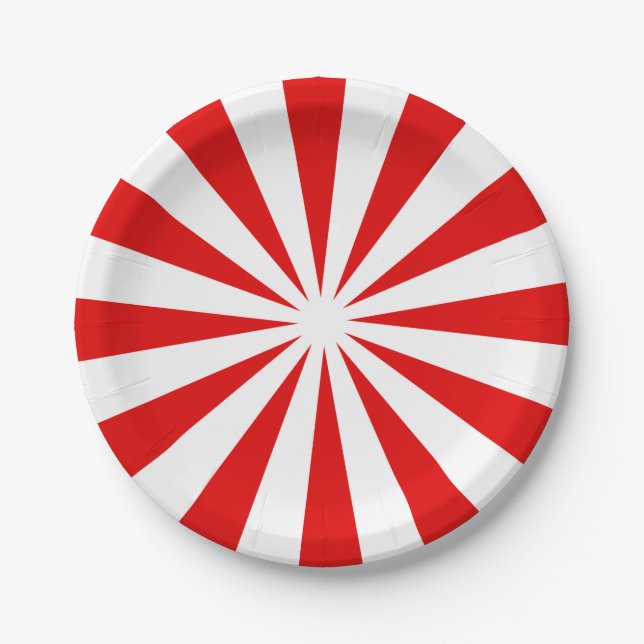 Peppermint Candy Red White Stripe Paper Plates (Front)