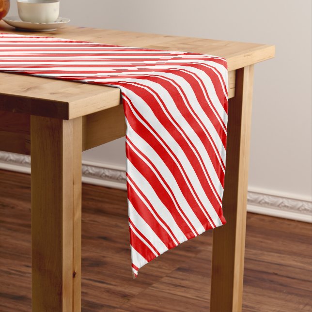 Peppermint Candy Red White Xmas Decor Short Table Runner (In Situ)