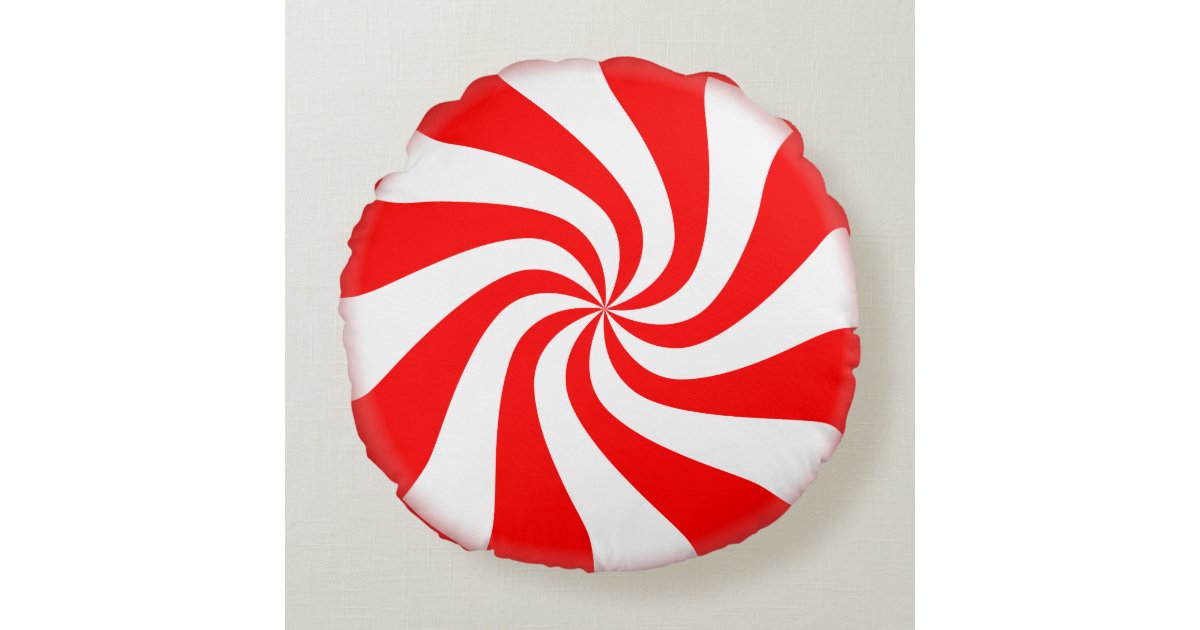 peppermint candy round holiday pillow zazzle com