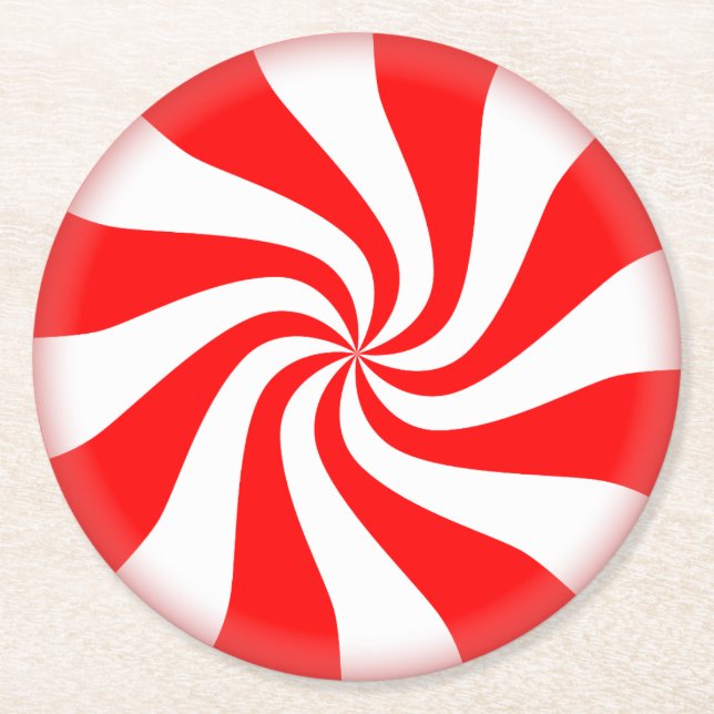 Peppermint Candy Round Paper Coaster (Front)