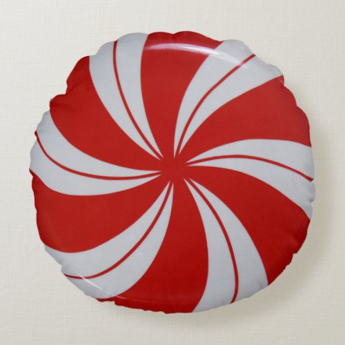 Peppermint Candy Round Pillow
