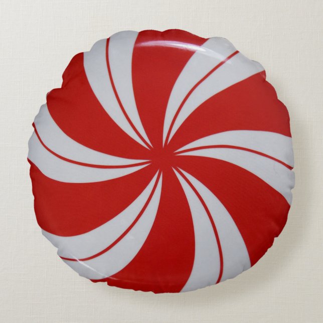 Peppermint Candy Round Pillow (Front)
