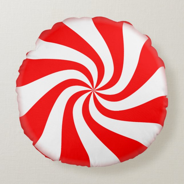 Peppermint Candy Round Pillow (Front)