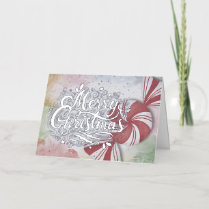Peppermint Candy Silver Foil Christmas Card