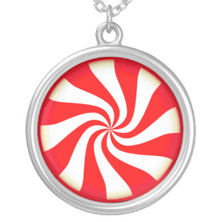 Peppermint Candy Silver Plated Necklace