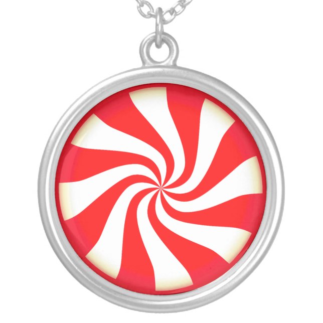 Peppermint Candy Silver Plated Necklace (Front)