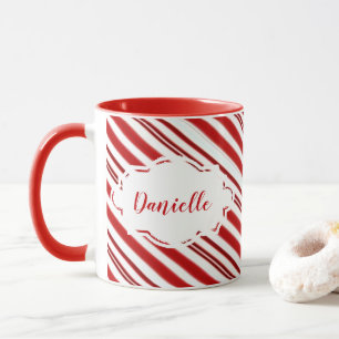 Peppermint candy stripe personalized mug