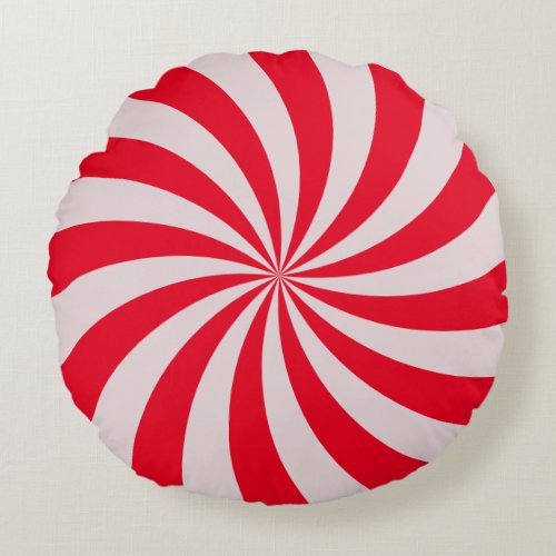 Peppermint Candy Stripes Round Pillow