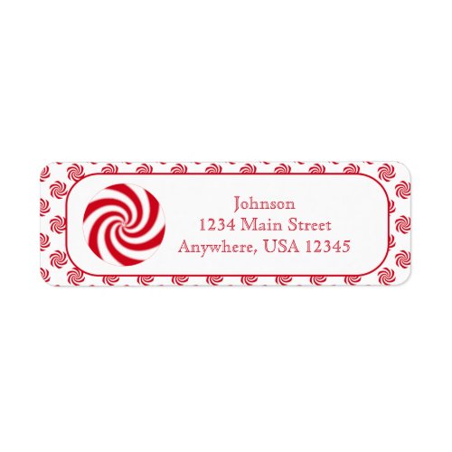 Peppermint Candy Swirl Christmas Holiday Label