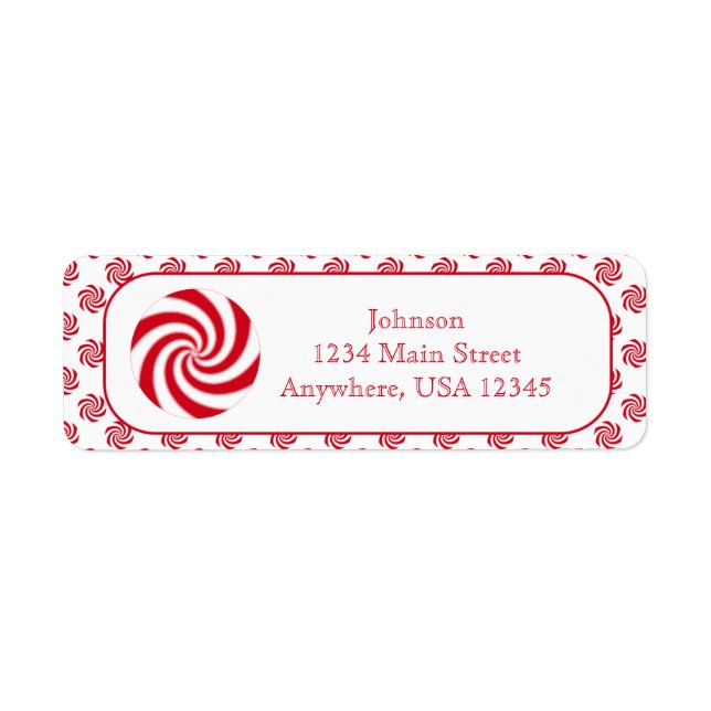 Peppermint Candy Swirl Christmas Holiday Label (Front)