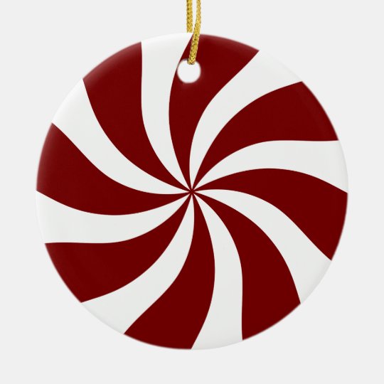 Peppermint Candy Swirl Red and White Ceramic Ornament | Zazzle.com