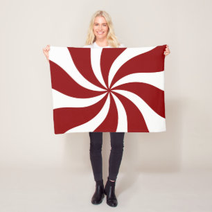 Peppermint Candy Swirl Red and White Fleece Blanket