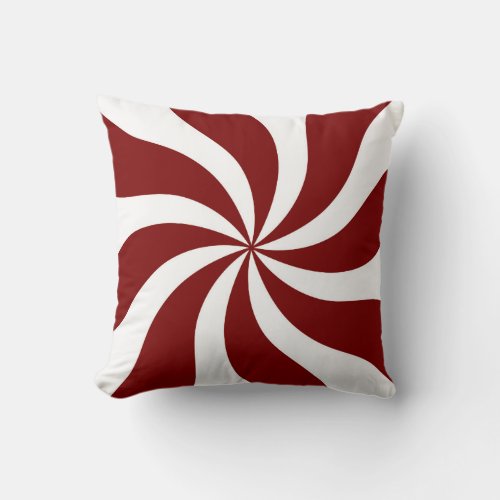 Peppermint Candy Swirl Red and White Throw Pillow