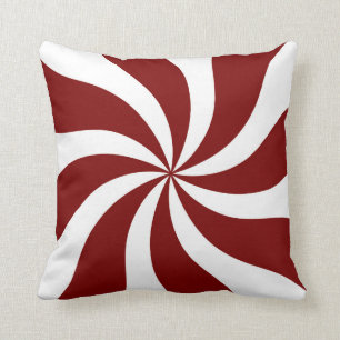 Peppermint Candy Swirl Red and White Throw Pillow