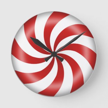 Peppermint Candy Swirl Round Clock by pomegranate_gallery at Zazzle