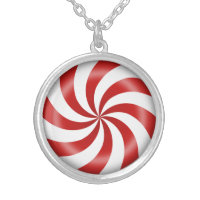 Peppermint Candy Swirl Silver Plated Necklace