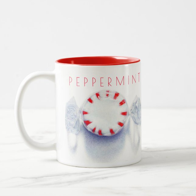 PEPPERMINT CANDY Two-Tone Mug + Text (Left)