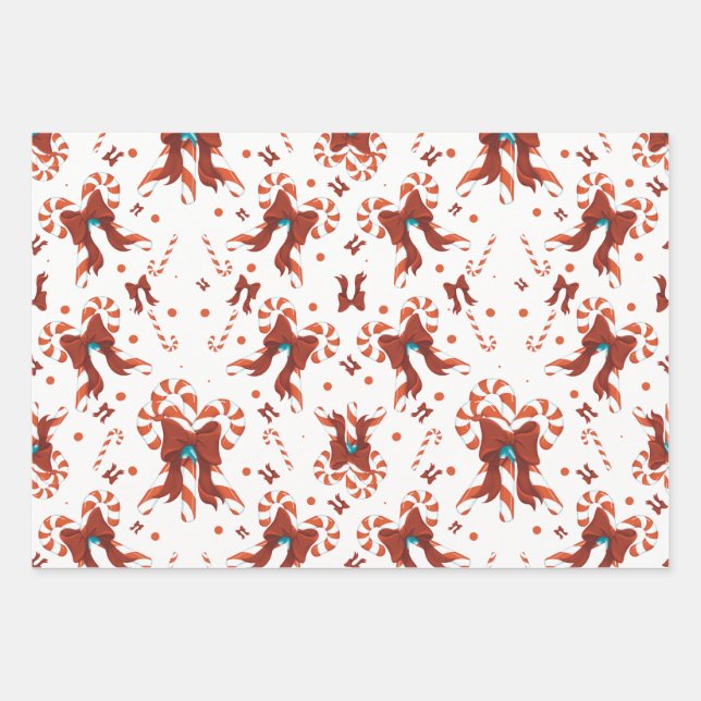 Peppermint Charm Wrapping Paper Sheets (Front)